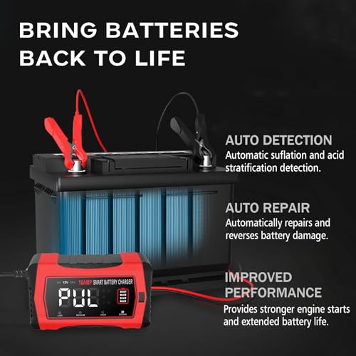 12V 24V 16-Amp Smart Battery Charger for Car Truck Boat Marine D264