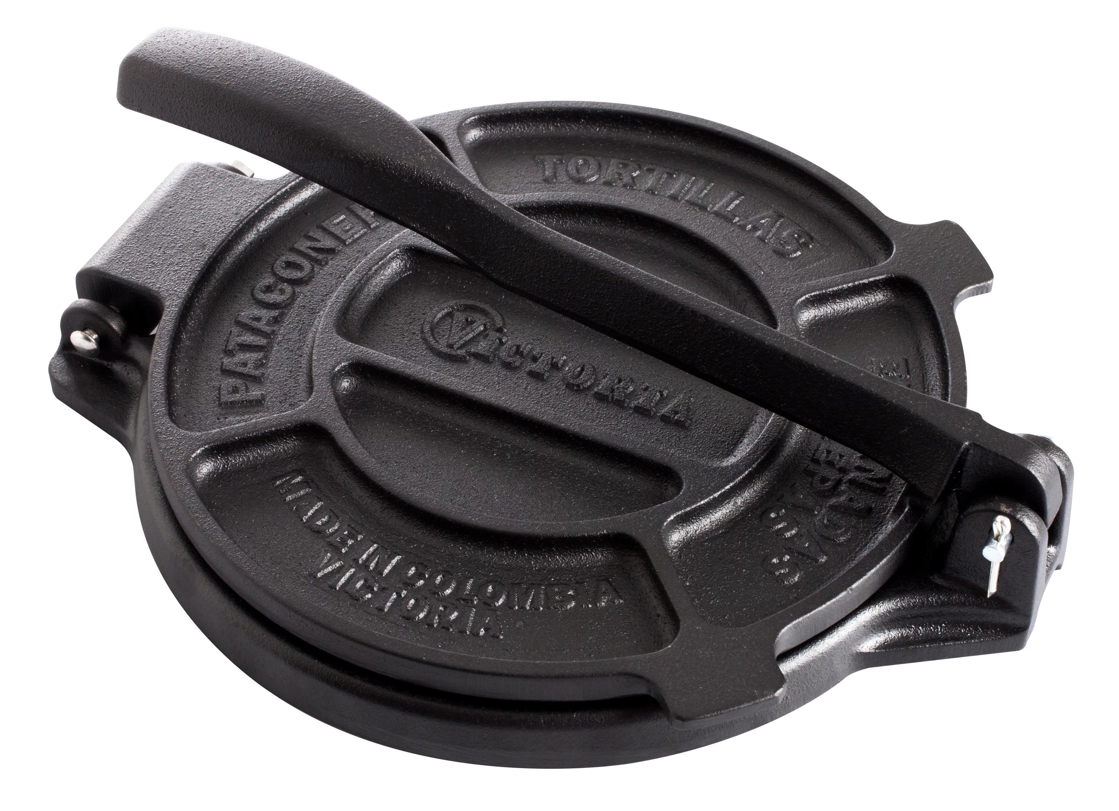 Victoria Cast Iron Tortilla Press 6.5 inch, Tortilla Maker, Flour Tortilla press, Rotis Press, Dough Press, Pataconera Seasoned with Flaxeed Oil, Black