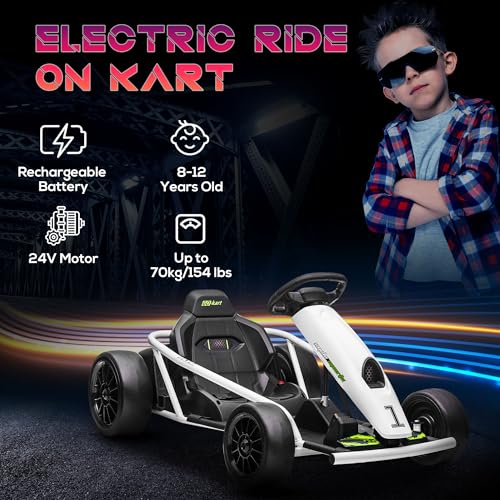Electric Go Kart Drifting Ride On Toy for Kids 8-12, White C609