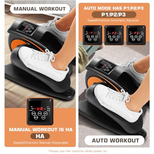 Under Desk Elliptical, Electric Leg Exerciser for Seniors, Portable Seated Foot Pedal with Remote X102