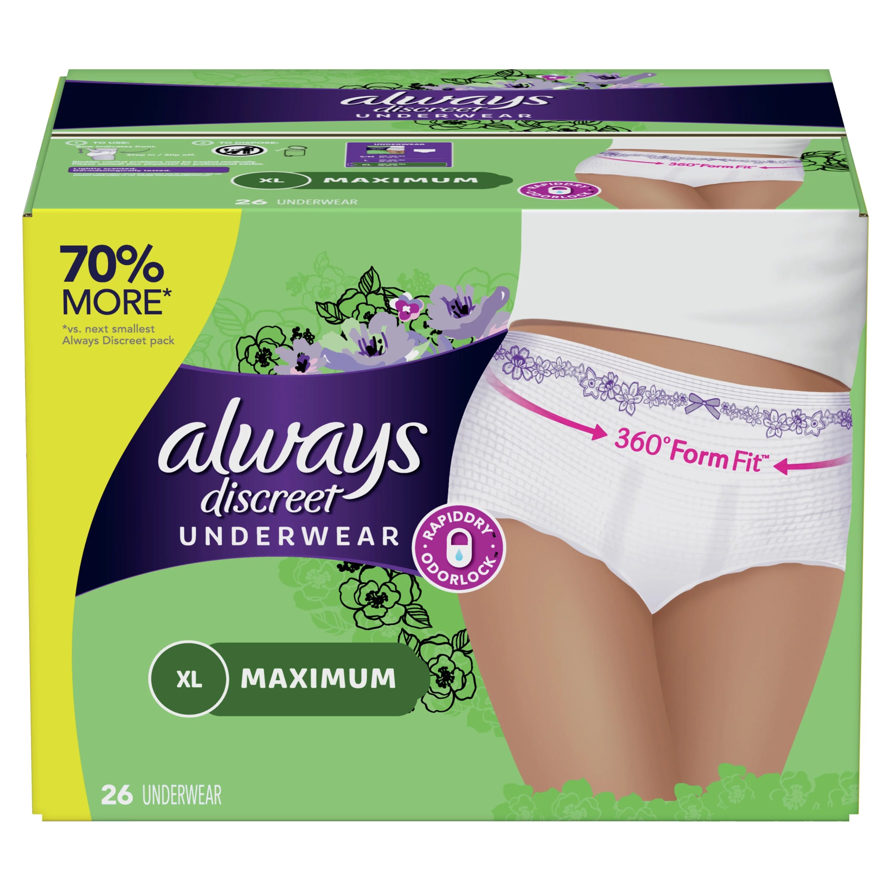 Postpartum Incontinence Underwear for Women, Maximum, XL, 26 Ct O6440