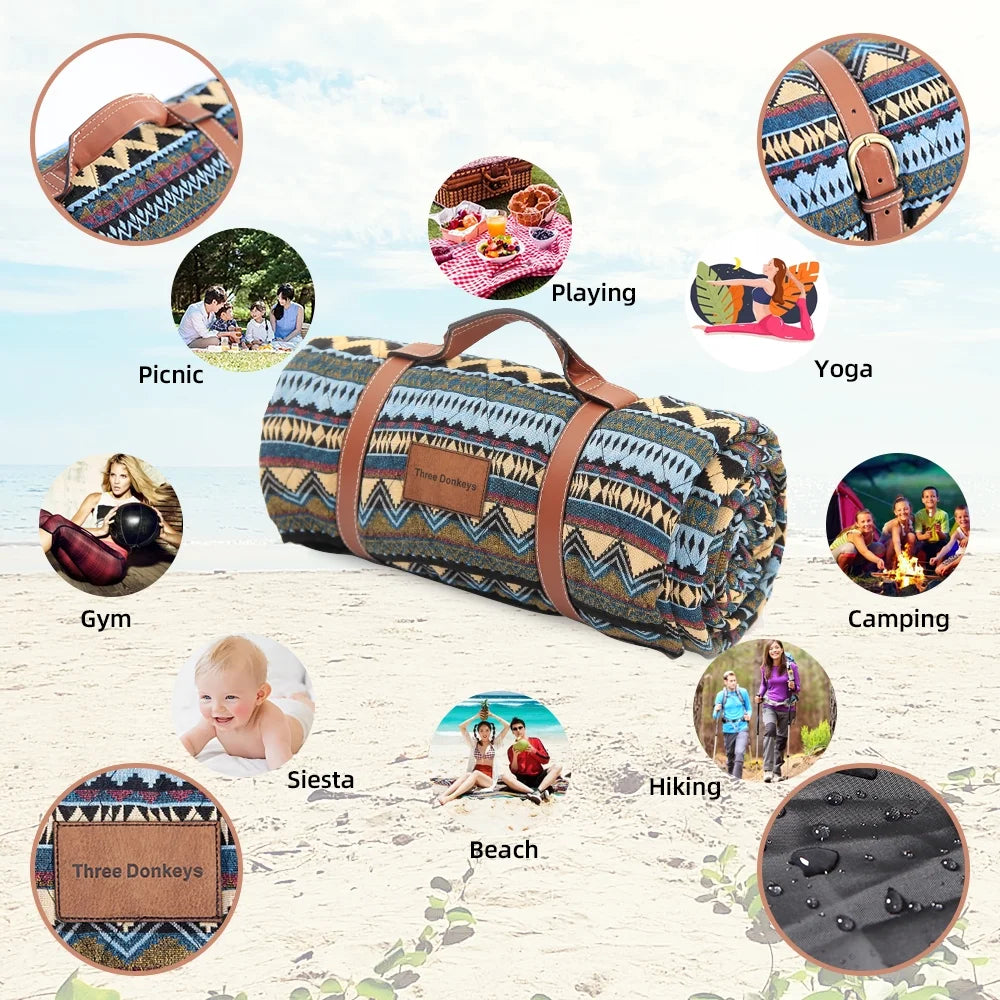 Sandproof Waterproof Extra Large Picnic Beach Blanket J3808