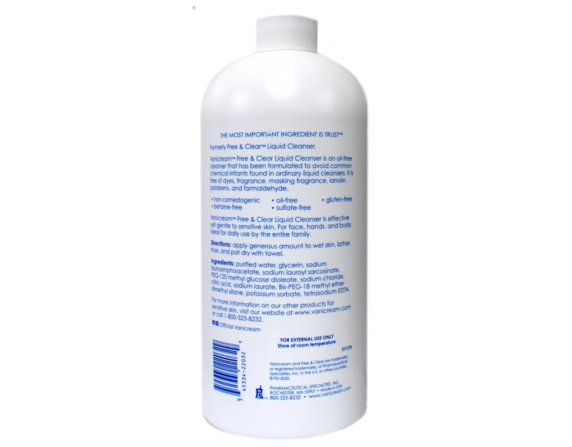 Free & Clear Liquid Cleanser for Sensitive Skin, 32 oz I678169