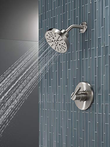 Gold Single-Handle Shower Faucet Trim Kit with 5-Spray Shower Head C514623