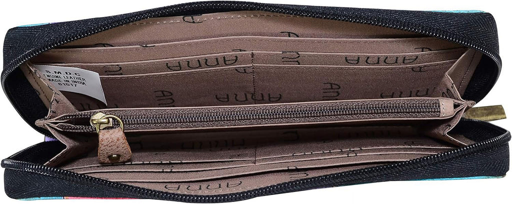 Hand Painted Genuine Leather Zip-Around Clutch W880