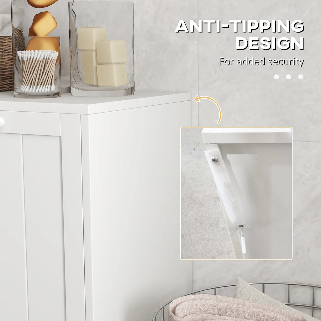 Tilt-out Laundry Storage Cabinet with 2 Hamper Compartments, White K381701