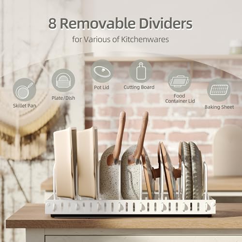 Pots and Pans Organizer Under Cabinet with 8 Dividers A1326