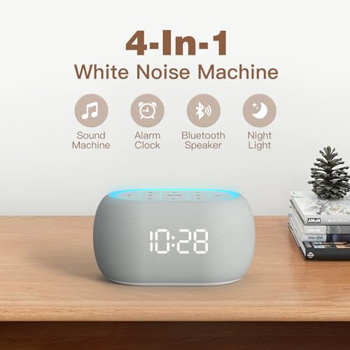 White Noise Sound Machine Alarm Clock with Bluetooth Speaker G270
