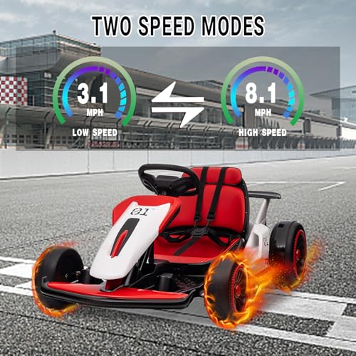 Kids Go Kart, 24V Electric Drift Car, 2-Speed Ride On Toy for Boys Girls 6+ V958
