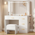 Vanity Desk Set with LED Mirror and Lights, Makeup Table with Drawers & Stool N790324