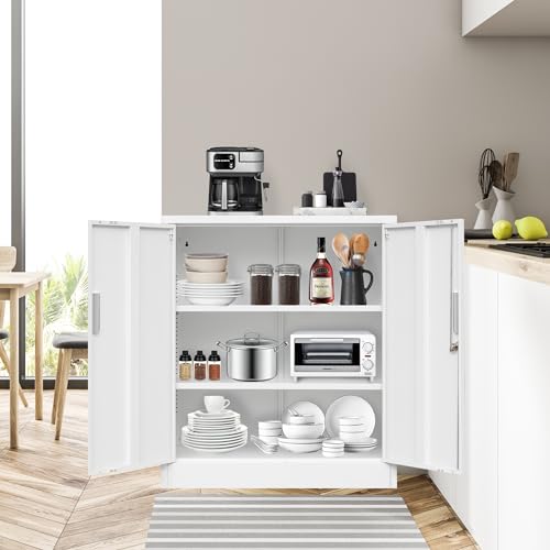 Locking Metal Storage Cabinet with Shelves and Doors, Black I112889