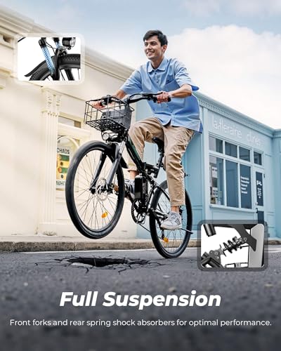 Folding Electric Bike for Adults 500W with Full Suspension, 7-Speed, 26" I199748
