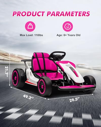 Kids Electric Drift Go Kart, 2-Speed, Max Load 110lbs, Red J335