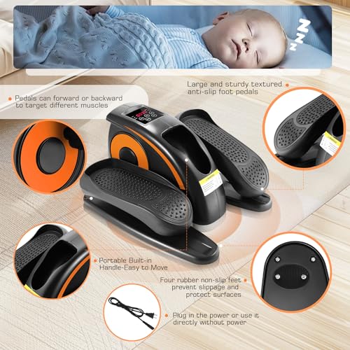 Under Desk Elliptical, Electric Leg Exerciser for Seniors, Portable Seated Foot Pedal with Remote X102