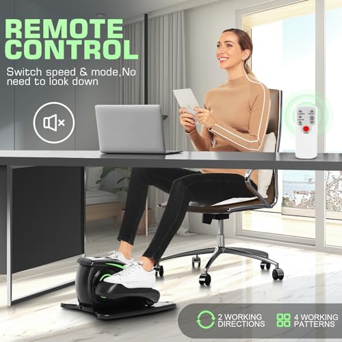 Under Desk Elliptical, Electric Leg Exerciser for Seniors, Portable Seated Foot Pedal with Remote X102