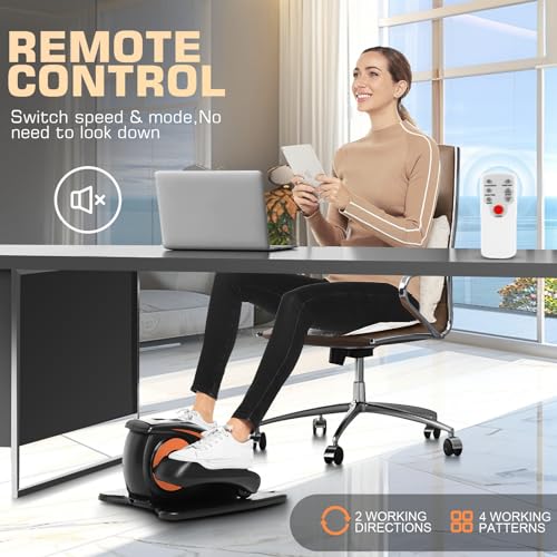 Under Desk Elliptical, Electric Leg Exerciser for Seniors, Portable Seated Foot Pedal with Remote X102