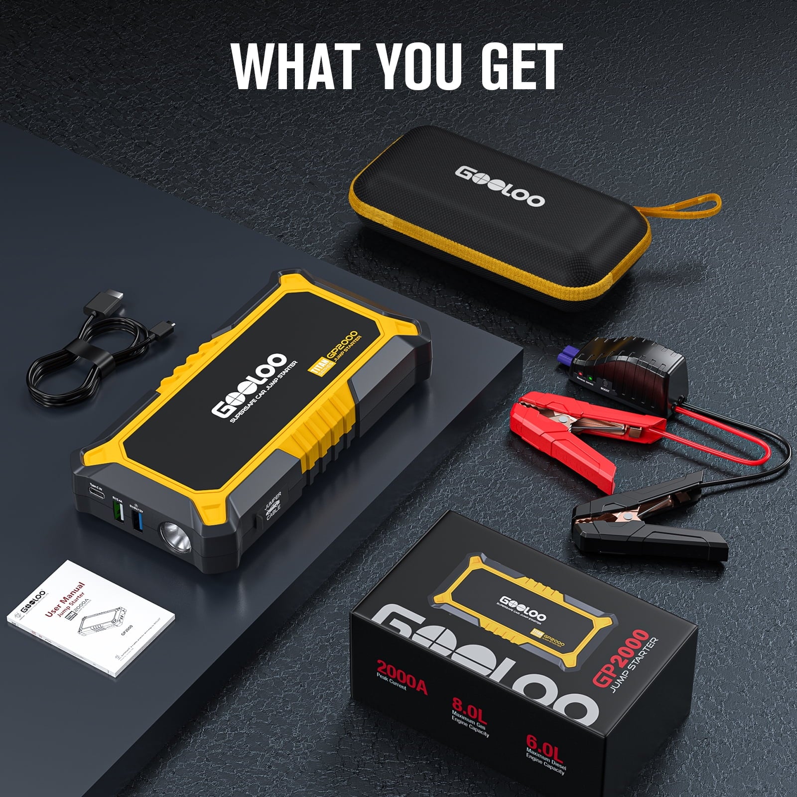 Jump Starter 2000A Portable Car Battery Booster Pack K366