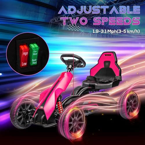 12V Electric Go Kart for Kids, Ride-On Toy with Adjustable Speed W1614