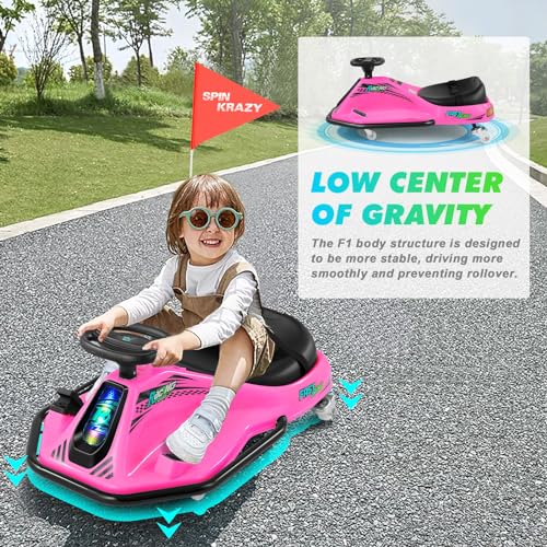 24V Electric Drifting Go Kart for Kids with Rotating Wheels, Pink D311017