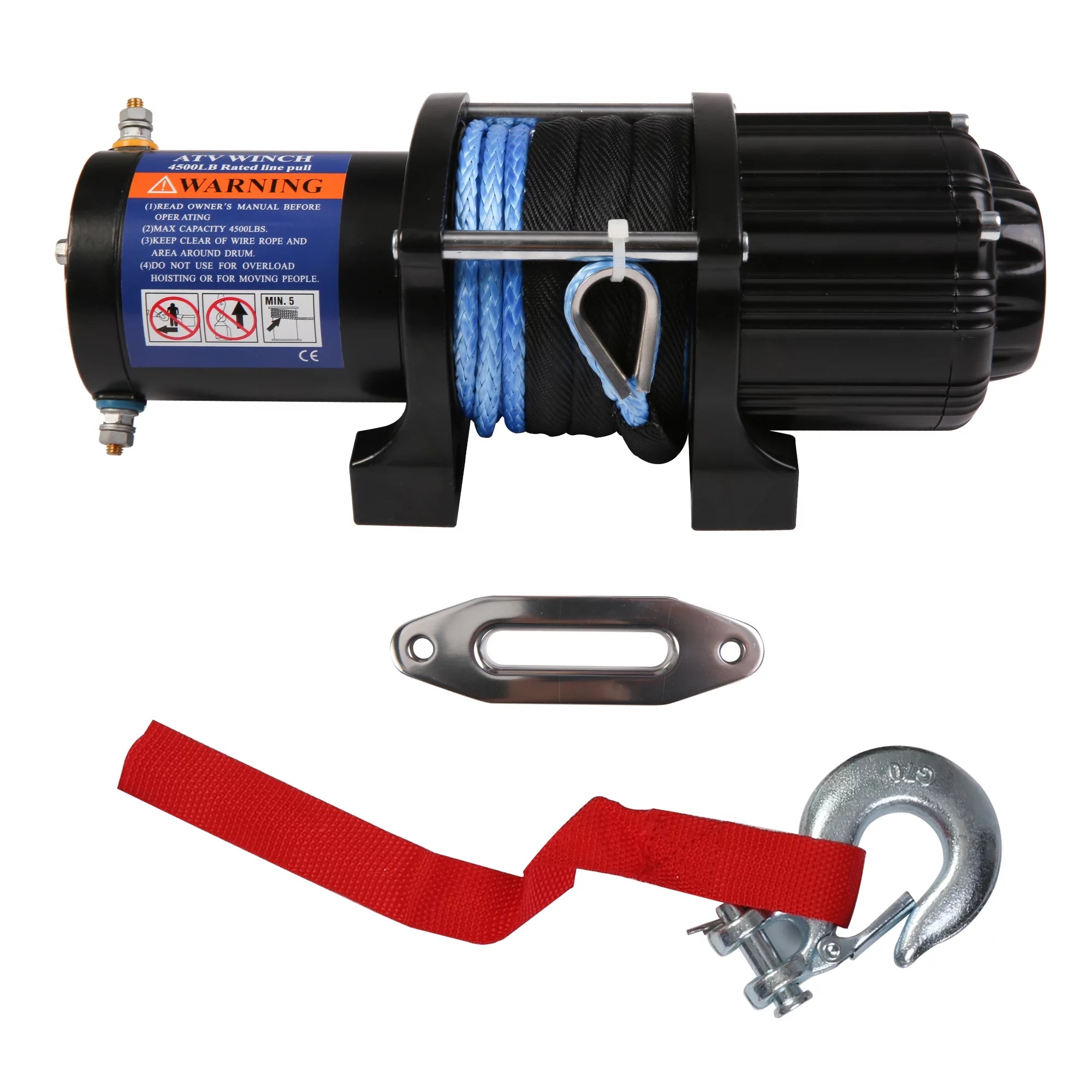 Wireless 4500 LBS Electric Winch with 15m Synthetic Rope, 12V DC Recovery Winch Fit for Jeep Truck ATV/SUV Towing Road Trailer, Mounting, Waterproof IP67, Handheld Remote Control Kit & Corded Control