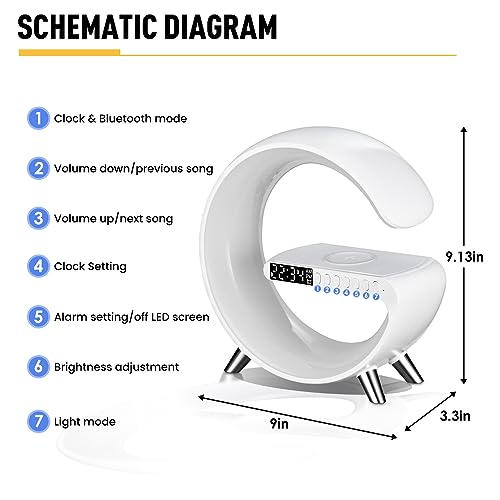 Wireless Charging LED Table Lamp with Bluetooth Speaker and Alarm Clock Z398