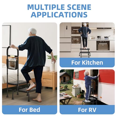 Step Stool with Handle for High Beds, Non-Skid, for Seniors J6343