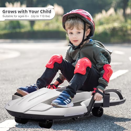24V Electric Ride On Toy for Kids, Drift Cart with Side Handlebars, LED Lights & Music J79370