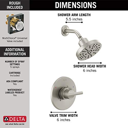 Gold Single-Handle Shower Faucet Trim Kit with 5-Spray Shower Head C514623