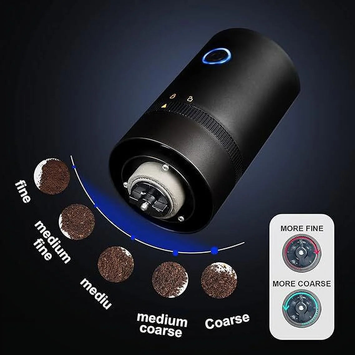 Cordless Electric Burr Coffee Grinder, Portable with Multi Grind Setting, USB H40307