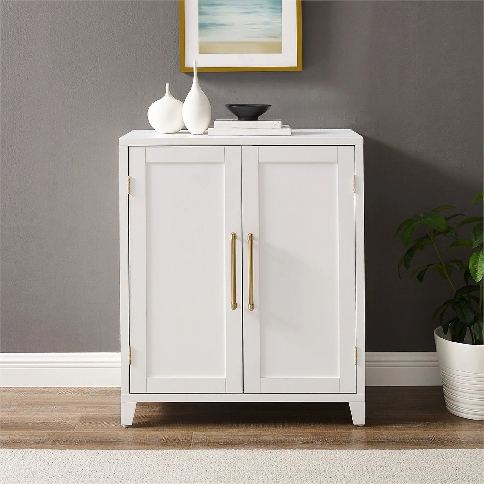 Stackable Wood Kitchen Pantry Storage Cabinet in White W4720