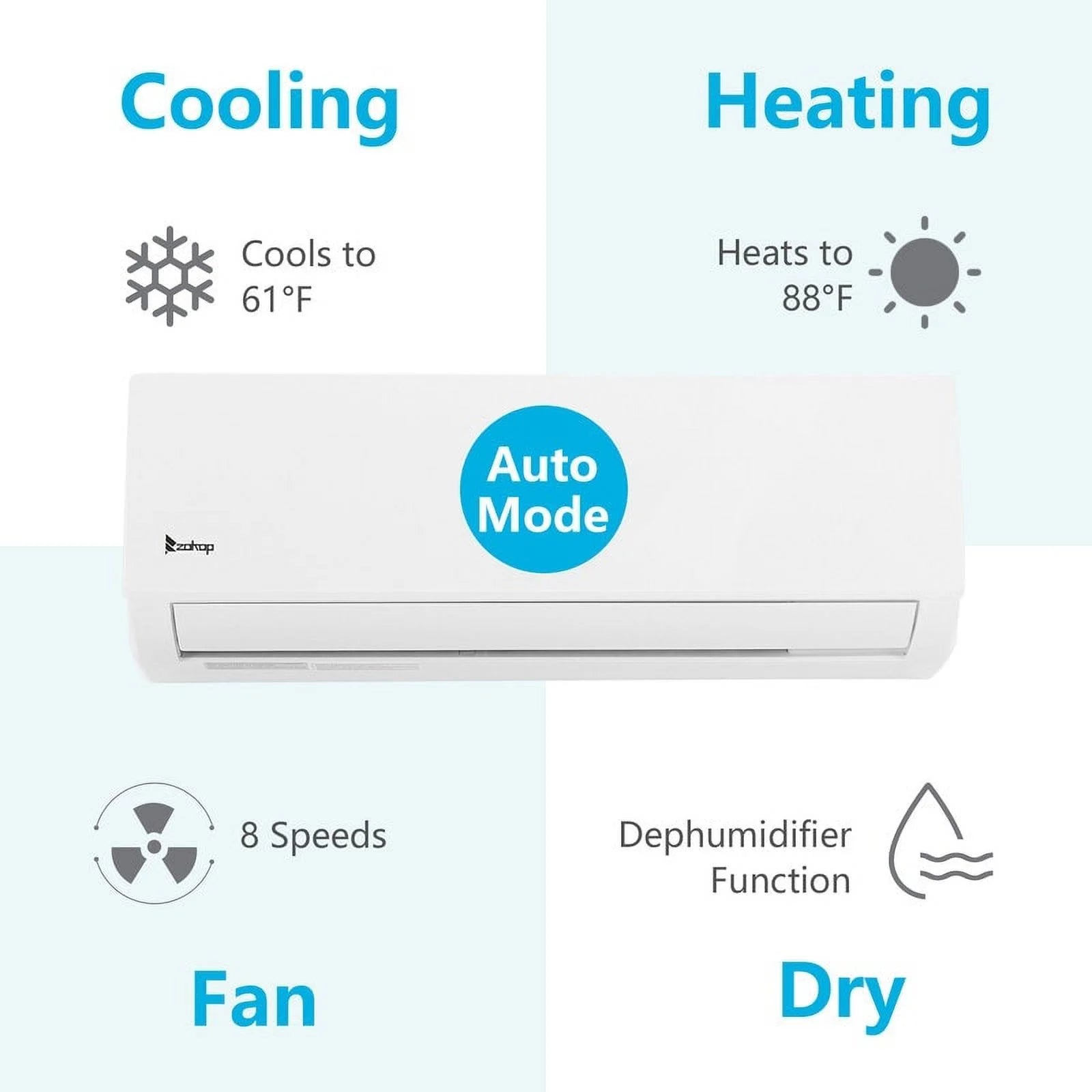12000 BTU Mini Split Air Conditioner with Heating T1106