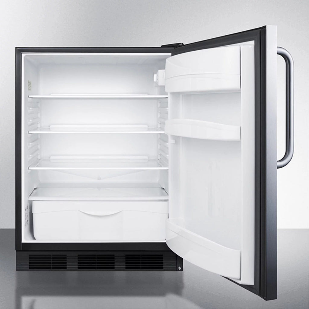 Freestanding all-refrigerator with stainless steel door, auto defrost, black cabinet N2055