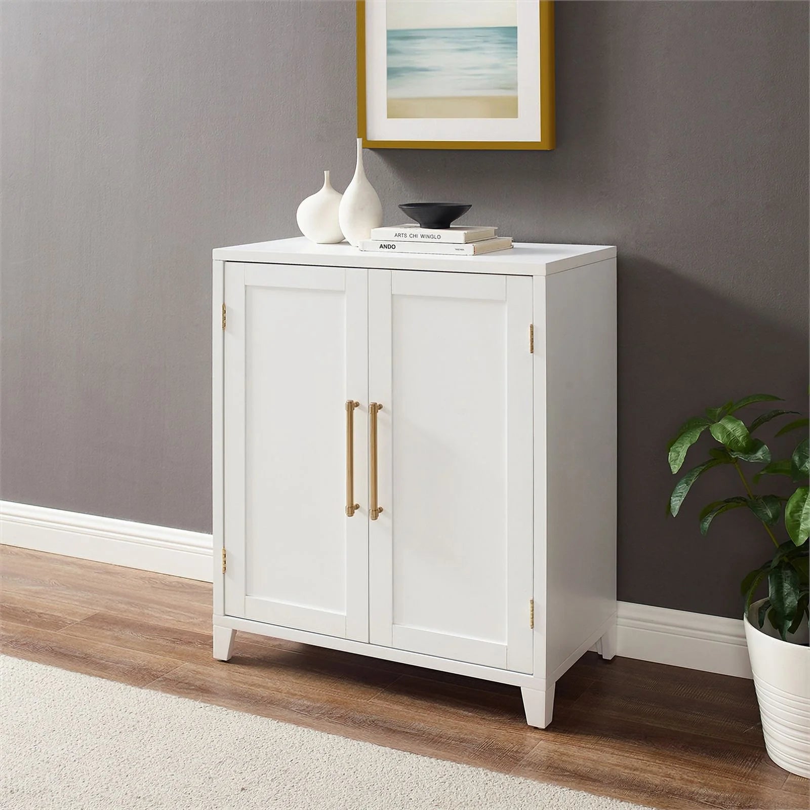 Stackable Wood Kitchen Pantry Storage Cabinet in White W4720