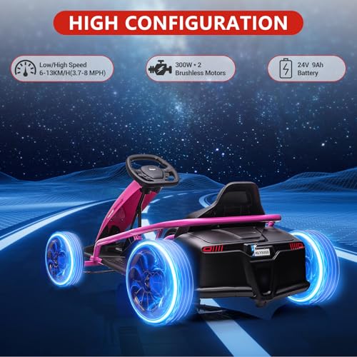 Electric Drift Kart for Kids, 24V Ride On Toy with 2×300W Motors Z27187