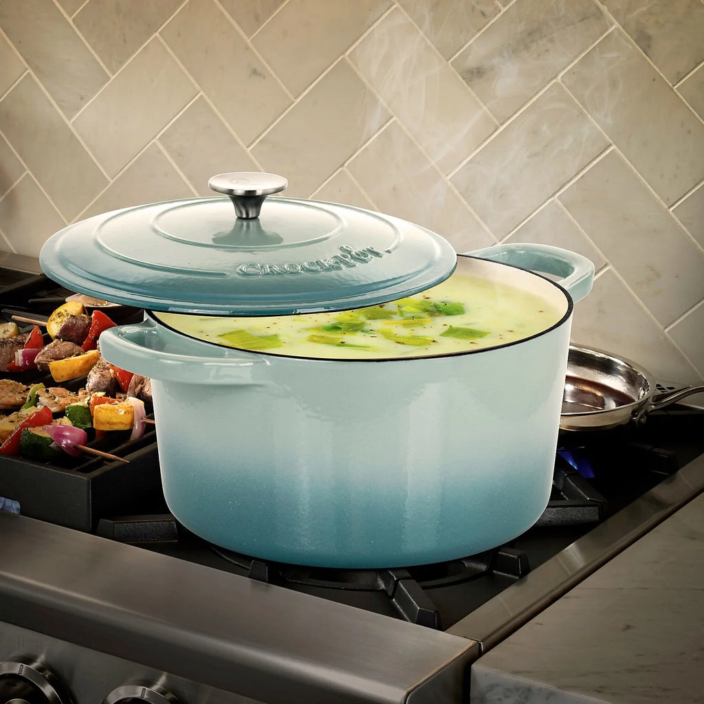 Enameled Cast Iron Dutch Oven, 7 Quarts, Aqua Blue P905