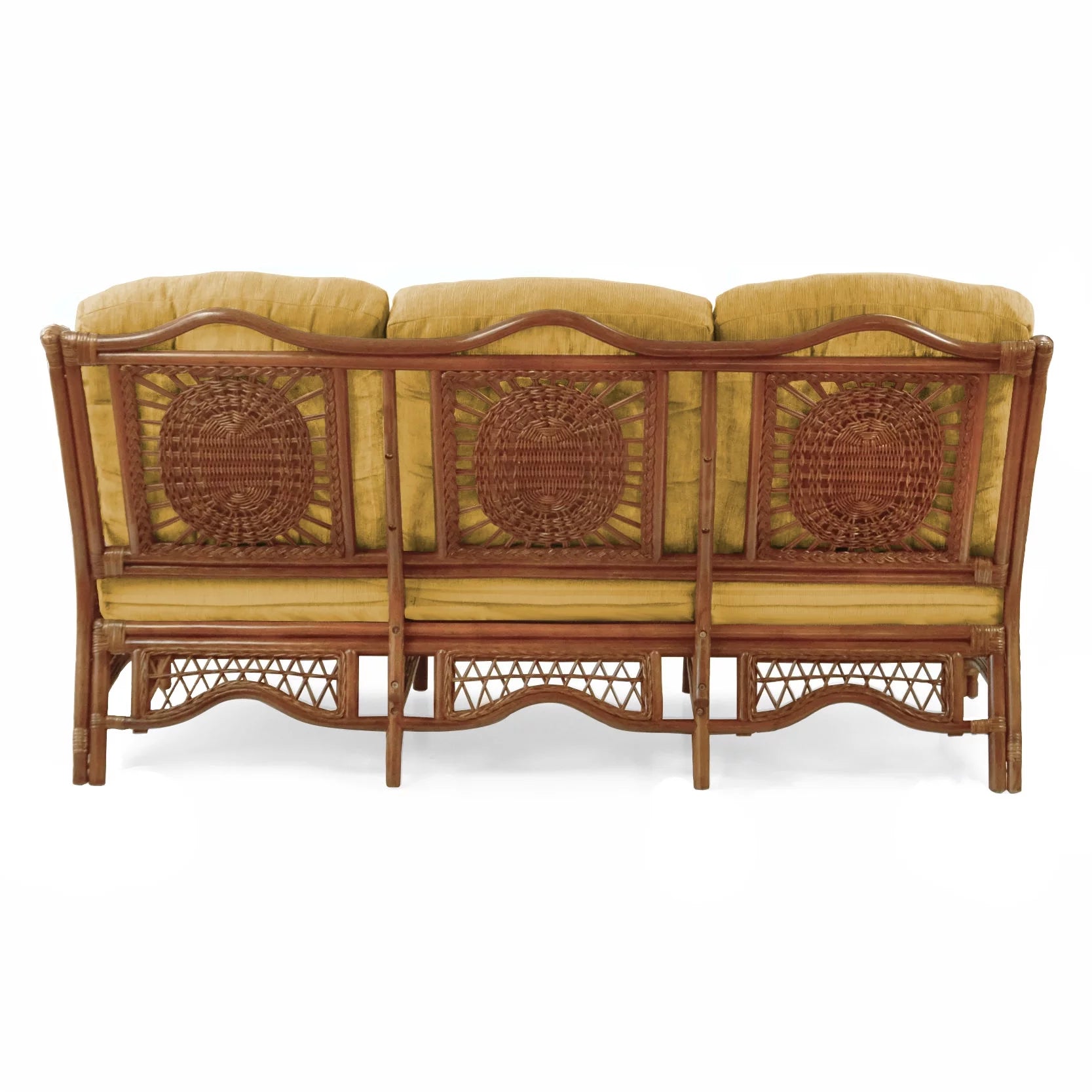 Three-Seater Rattan Wicker Sofa with Light Brown Cushions Q289