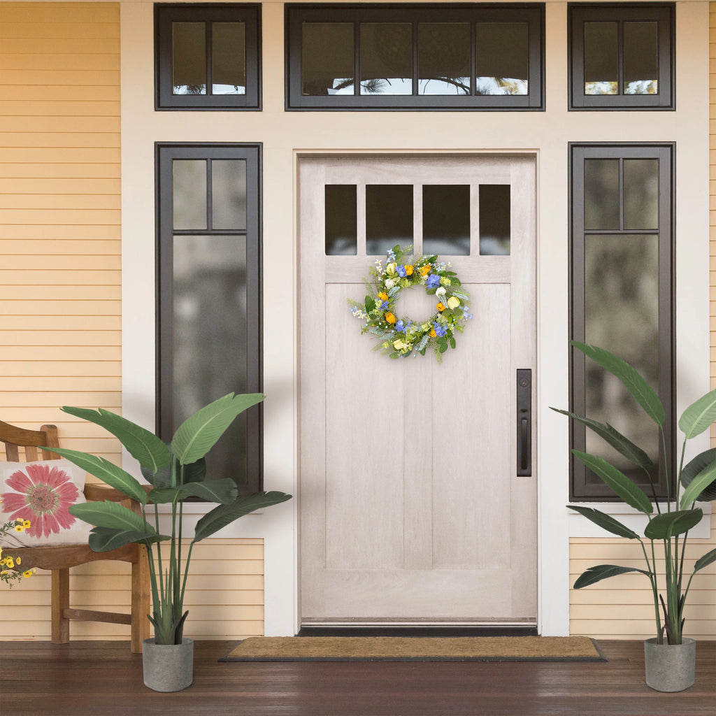 24" Artificial Daisy Floral Spring Door Wreath, Multicolor D376707