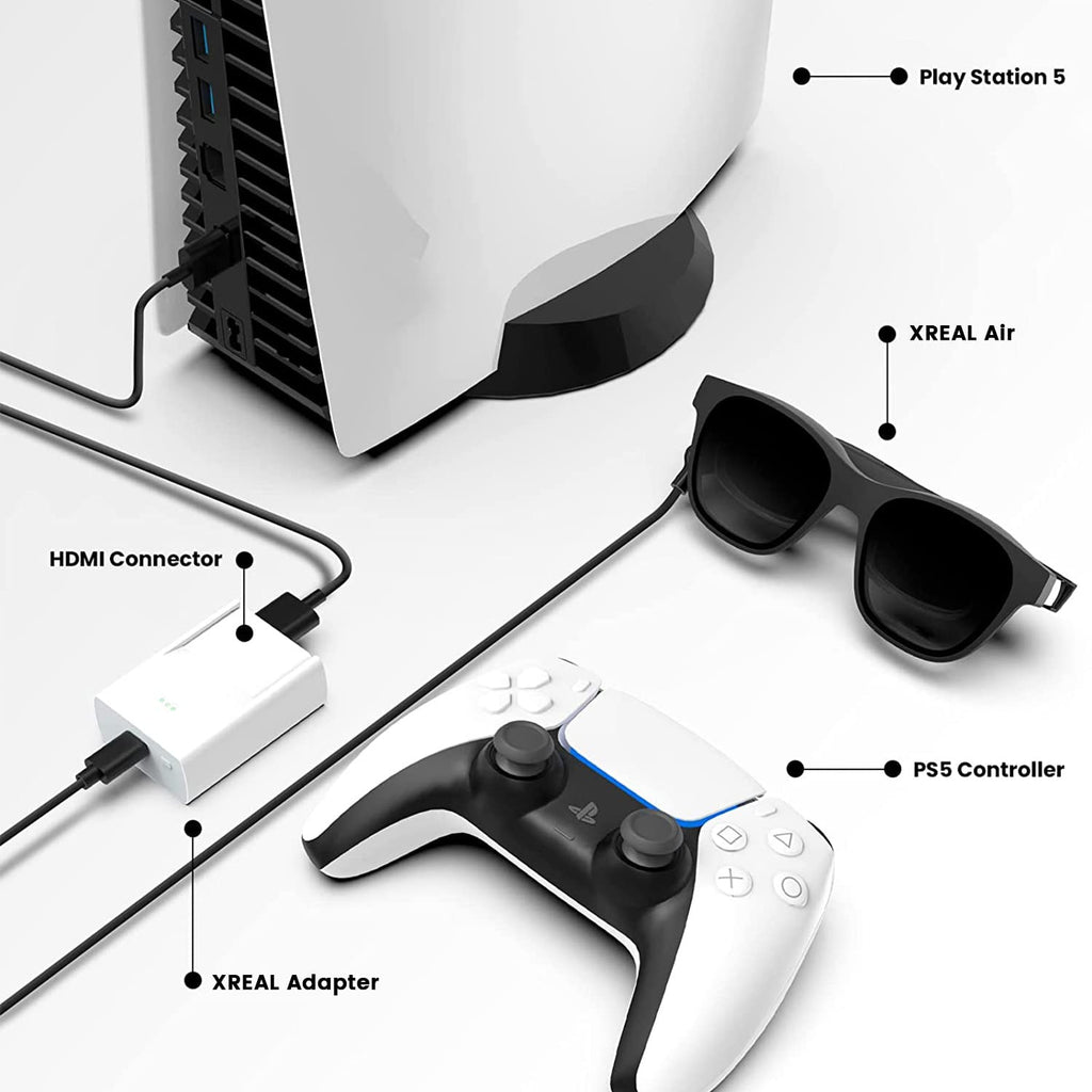 AR Glasses and Adapter Bundle with Electrochromic Dimming, 120Hz 130" Display B4545