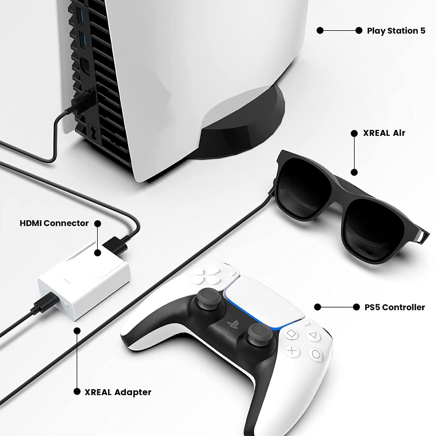 AR Glasses and Adapter Bundle with Electrochromic Dimming, 120Hz 130" Display B4545