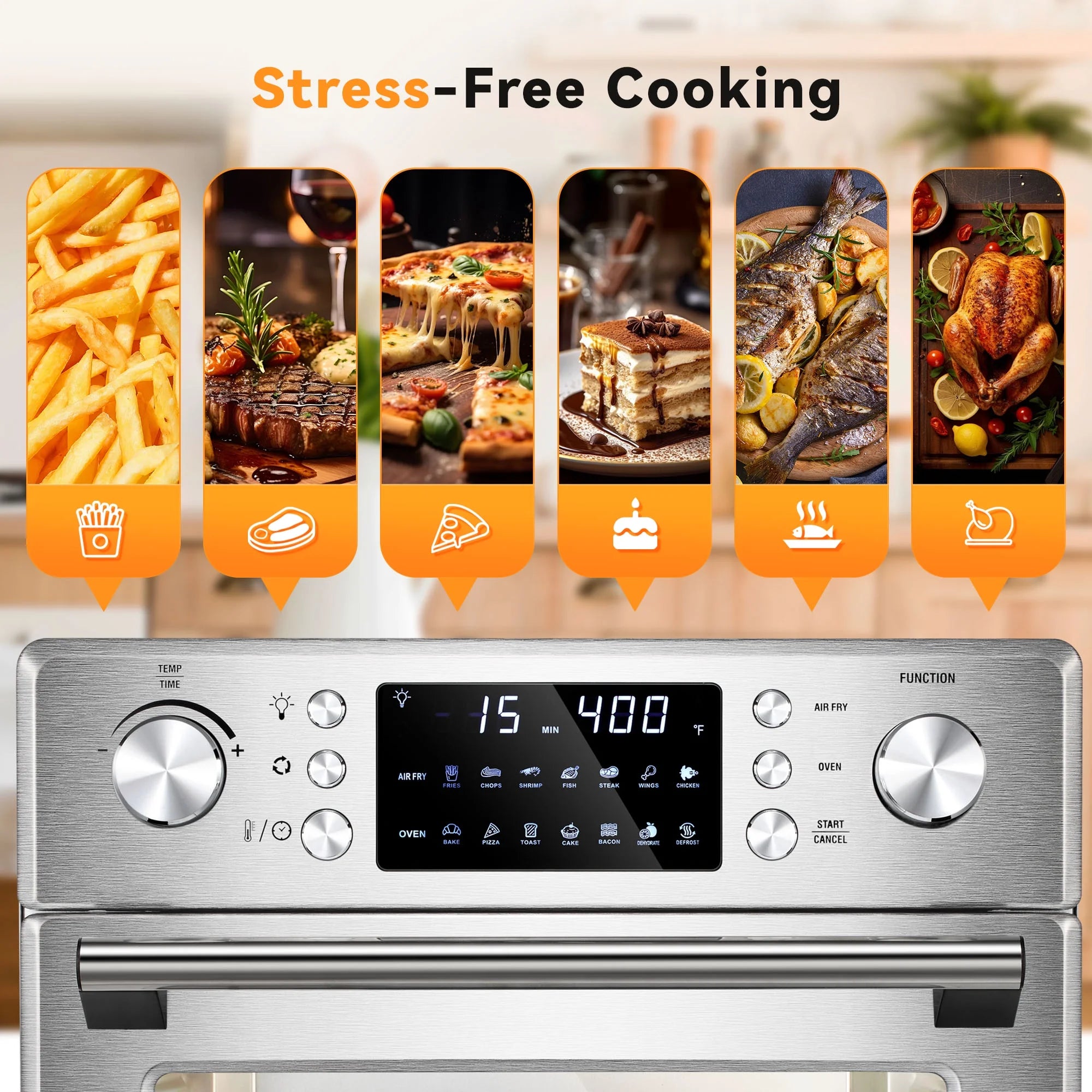 Countertop Convection Oven 1700W Stainless Steel Air Fryer K480606