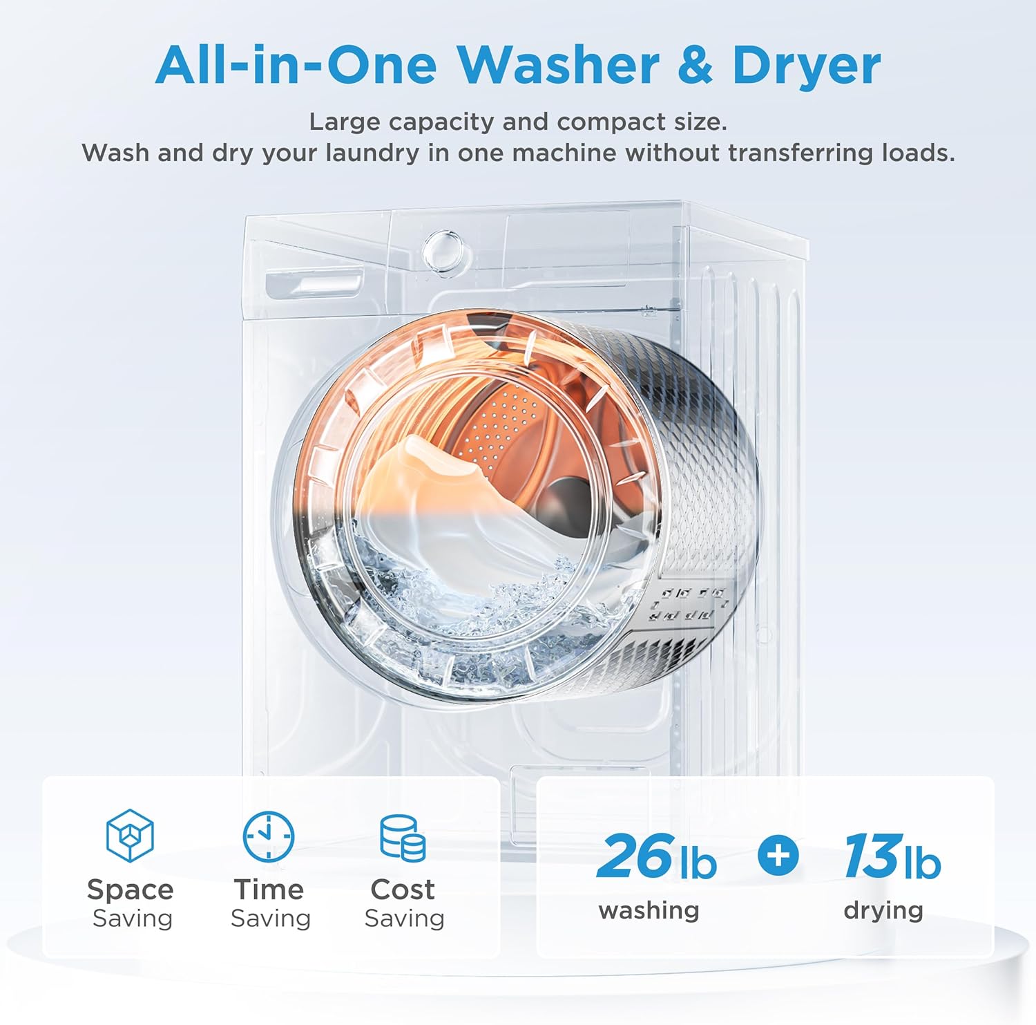 24 Inch Washer and Dryer Combo, Ventless, 2.7 cu.ft, Front Load X492