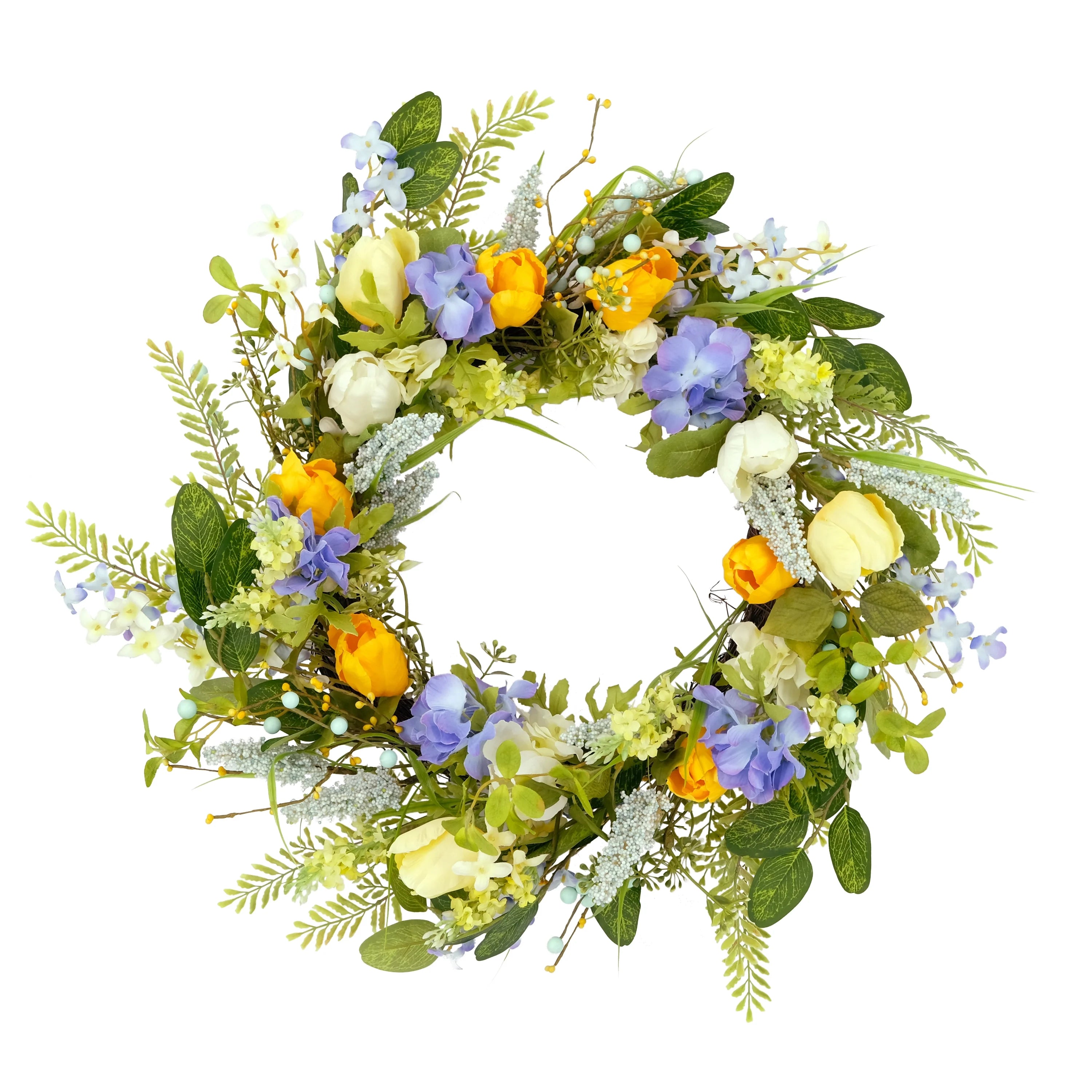 Puleo International 24" Artificial Daisy Floral Spring Door Wreath, Multicolor