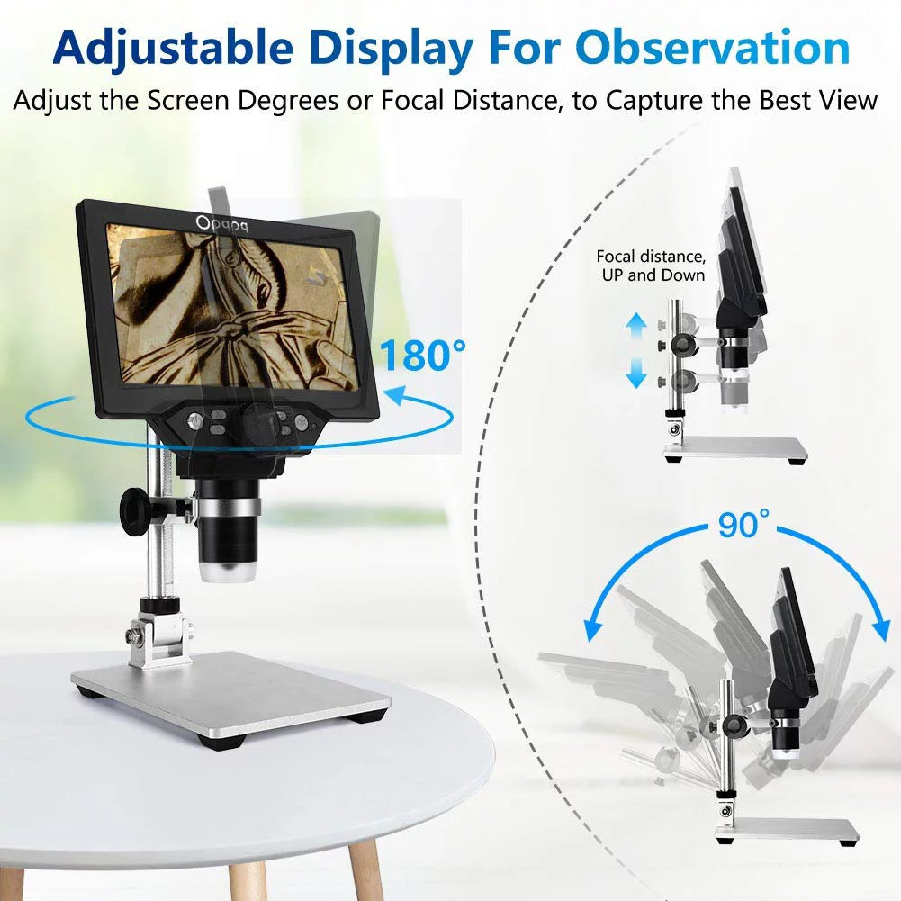 7" LCD Digital Microscope, 1200X Coin Microscope with 32GB Card, Soldering Microscope with 12MP Camera, LED Fill Lights, PC View M589689