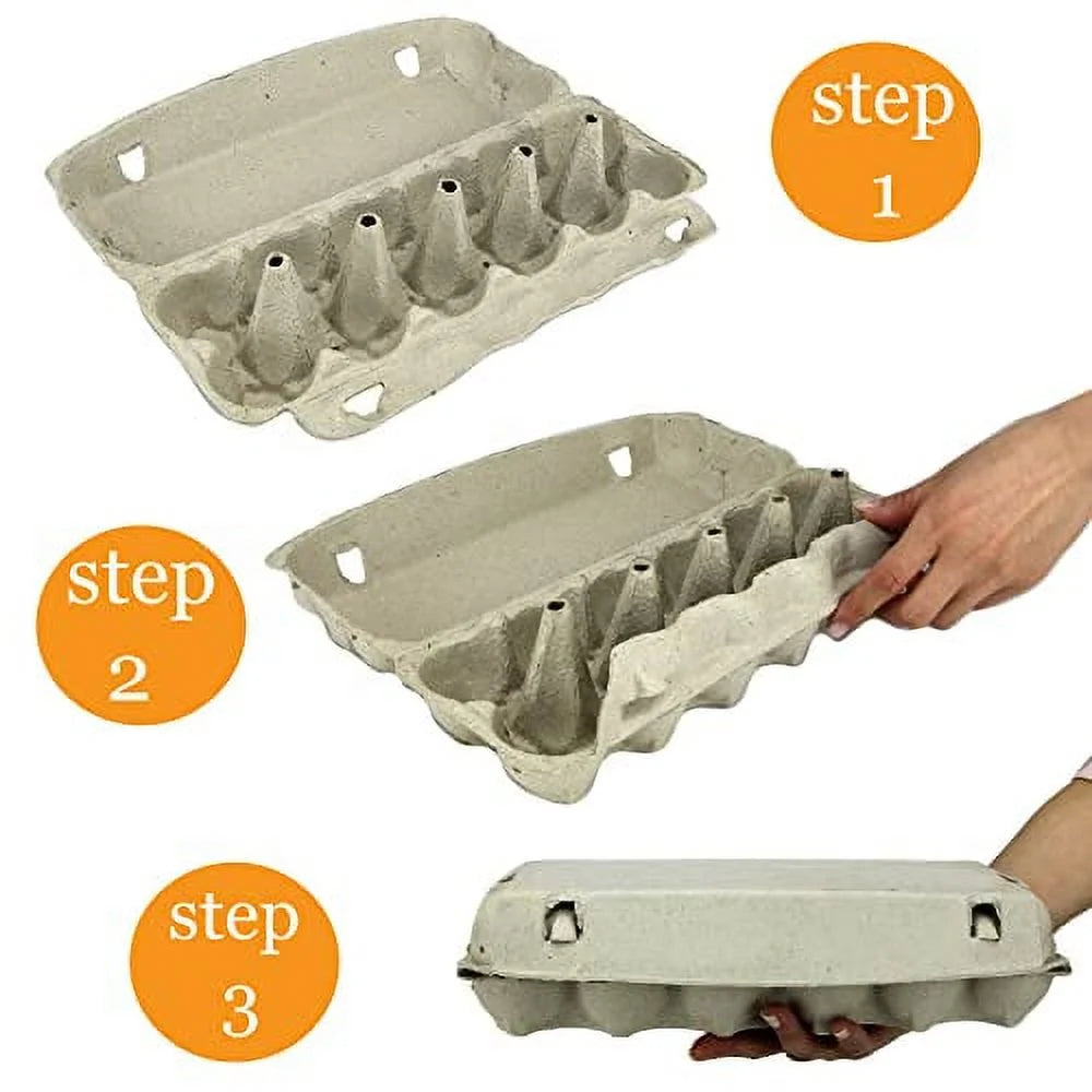 Printed Pulp Egg Cartons - Large Egg Storage Tray, Holds 1 Dozen F5865