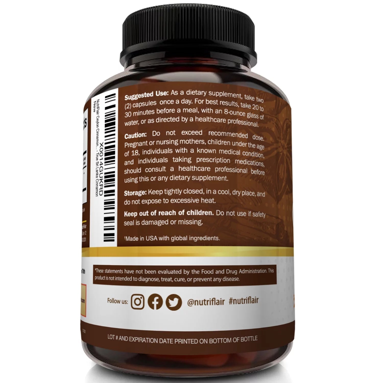 Organic Ceylon Cinnamon 1200mg Capsules O361