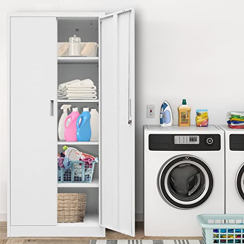 Metal Storage Cabinet with Adjustable Shelves, White M995185