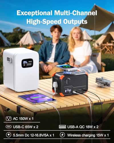 Portable Power Station 153Wh Solar Generator with Hand Crank 120V AC Outlet Q130200