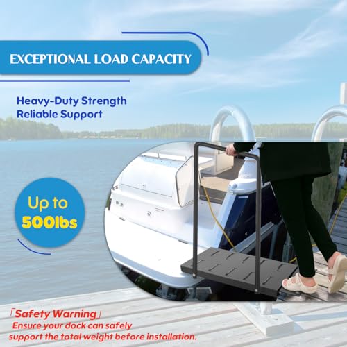 Boat Boarding Platform with Safety Handrail, Powder-Coated, 500Lb Capacity X5650