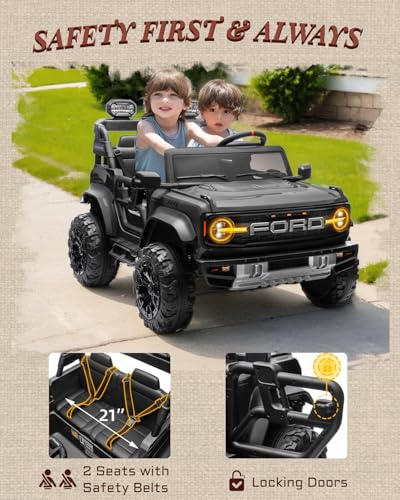 24V Ride on Car for Big Kids, 2 Seater with Remote Control, 4-Wheeler Suspension, 3 Speeds, LED Lights D981