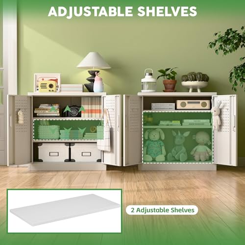 Garage Storage Cabinet with Wheels, 72" H, 2 Doors, 4 Adjustable Shelves, Black R4307
